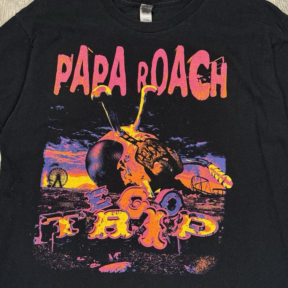 Papa Roach T-Shirt Size L Black EGO TRIP North American Tour Shirt Nu Metal Emo - Picture 2 of 8